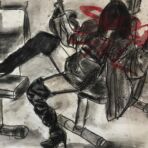 Superwoman, Superbomb - charcoal, aquarelle on paper 71 x 100cm